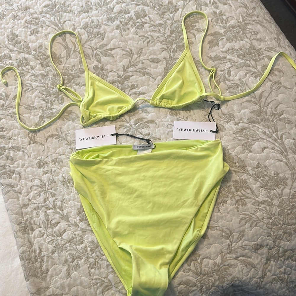 WeWoreWhat Neon Yellow Triangle Bikini Set